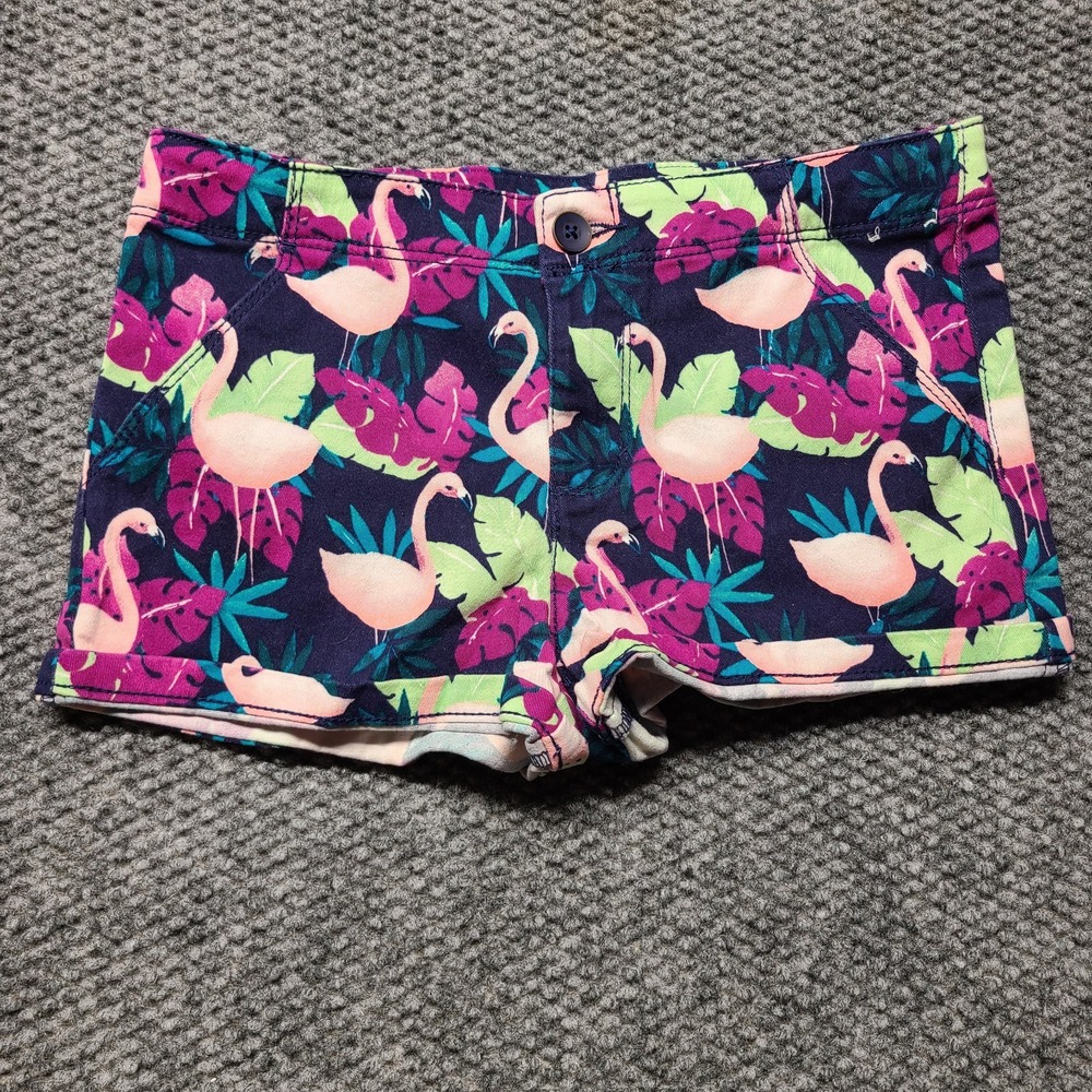 Gymboree Girls Sunny Adventure Chino Shorts 10 Flamingo Tropical Navy Pink 2436